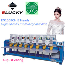 Elucky 15 colors high speed eight heads embroidery machine for cap embroidery